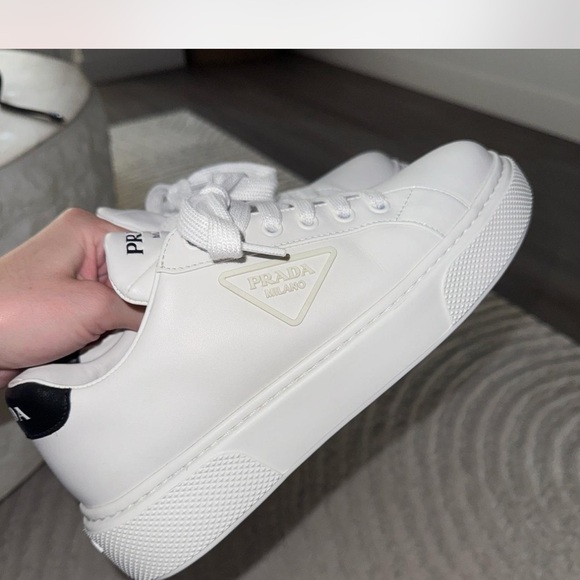 Prada Women's White and Black Sneakers - Picture 1 of 7